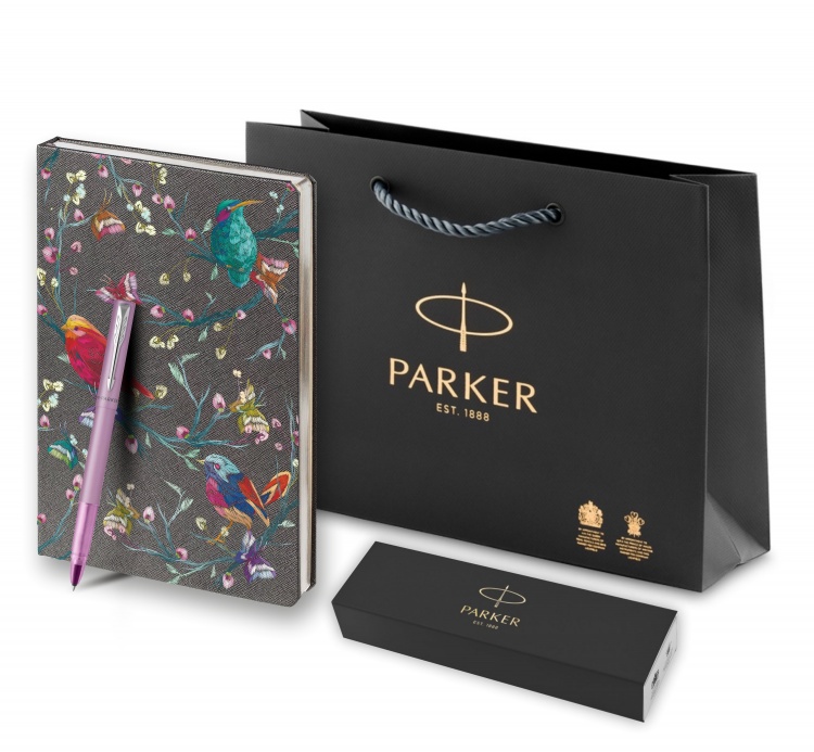Подарочный набор: Ручка-роллер Parker Vector XL Lilac CT и Ежедневник недатированный, серый