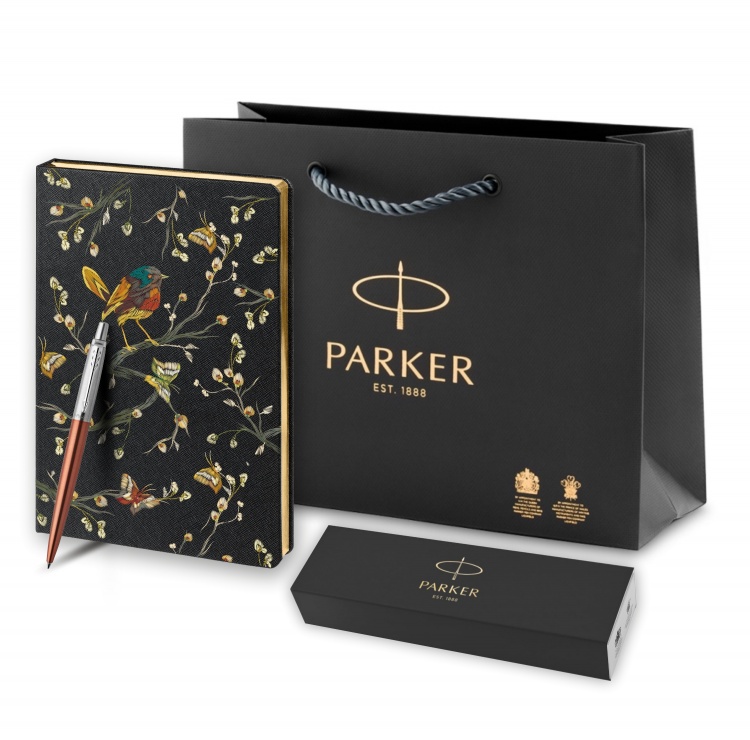 Подарочный набор: Шариковая ручка Parker Jotter Essential Chelsea Orange CT и Ежедневник недатированный, черный.