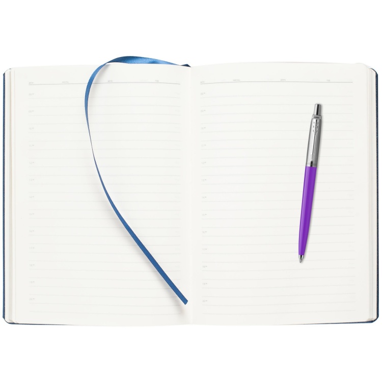 Подарочный набор: Шариковая ручка Parker Jotter, цвет FROSTY PURPLE и Ежедневник  недатированный синий