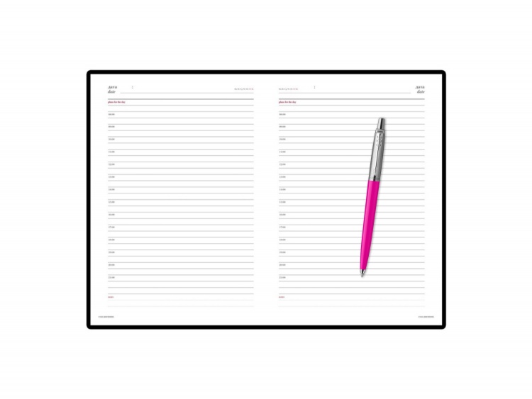 Подарочный набор: Шариковая ручка Parker Jotter, цвет MAGENTA и Ежедневник недатированный белый