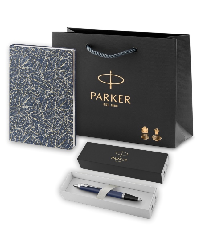Подарочный набор: Шариковая ручка Parker IM Metal Matte Blue CT и Ежедневник  недатированный синий