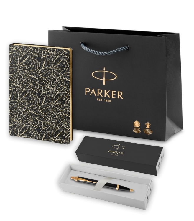 Подарочный набор: Шариковая ручка Parker IM Metal Black GT и Ежедневник недатированный, черный.
