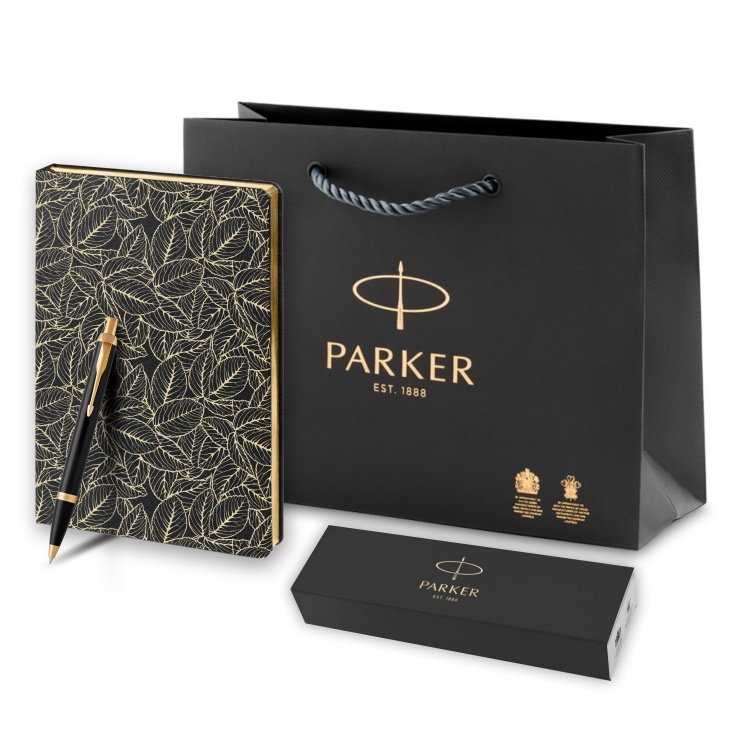 Подарочный набор: Шариковая ручка Parker IM Metal Black GT и Ежедневник недатированный, черный.