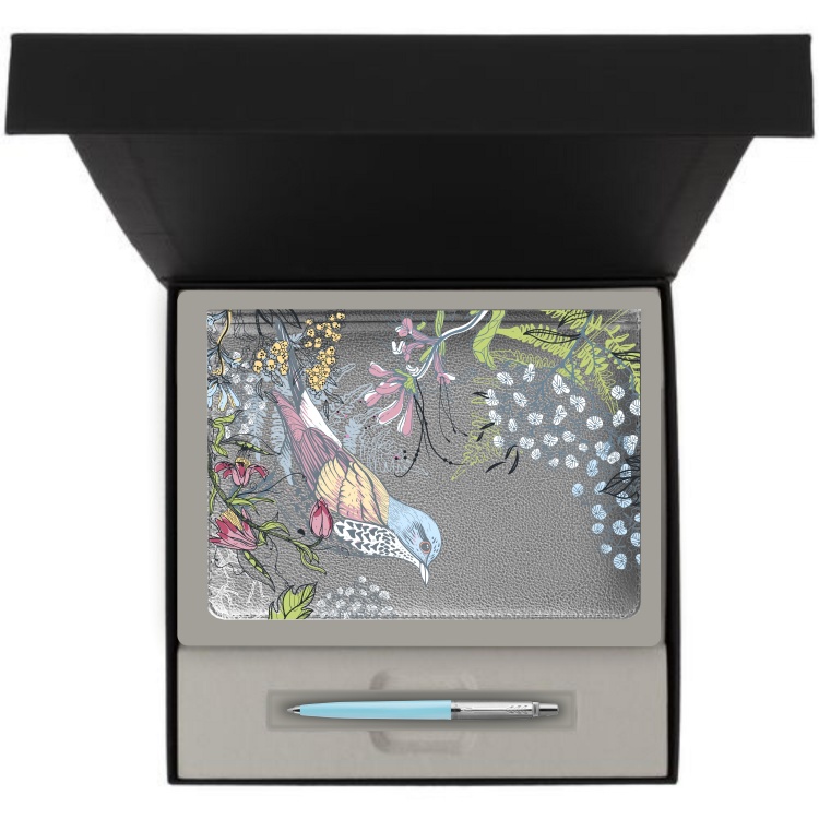 Подарочный набор: Шариковая ручка Parker Jotter, цвет ARCTIC BLUE и Ежедневник недатированный серебристый