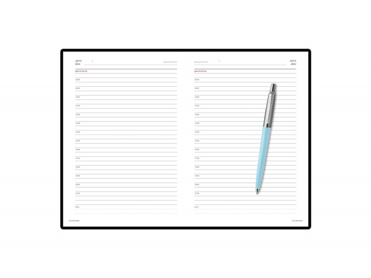 Подарочный набор: Шариковая ручка Parker Jotter, цвет ARCTIC BLUE и Ежедневник недатированный серебристый