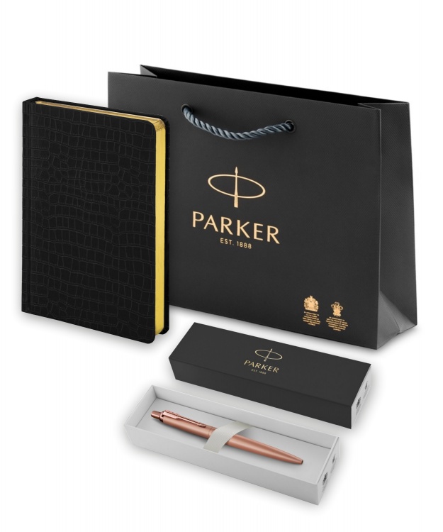 Подарочный набор: Jotter XL SE20 Monochrome в подарочной упаковке, цвет: Pink Gold, стержень Mblue и Ежедневник недатированный А5 чёрный