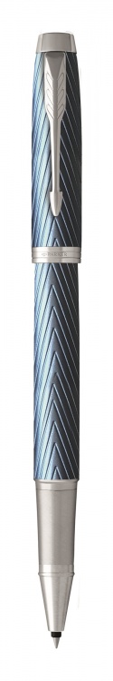 Подарочный набор: Ручка роллер Parker IM Premium T318 Blue Grey CT, цвет чернил черный и  ежедневник серебристого цвета