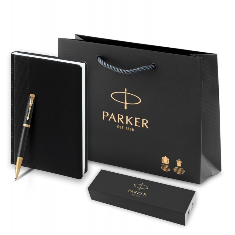 Подарочный набор: Ежедневник недатированная и Ручка роллер Parker IM Premium Core Black GT