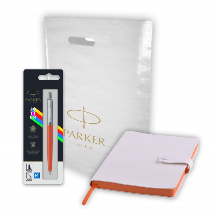 Подарочный набор: Шариковая ручка Parker Jotter ORIGINALS ORANGE CT в БЛИСТЕР и Ежедневник недатированный белый