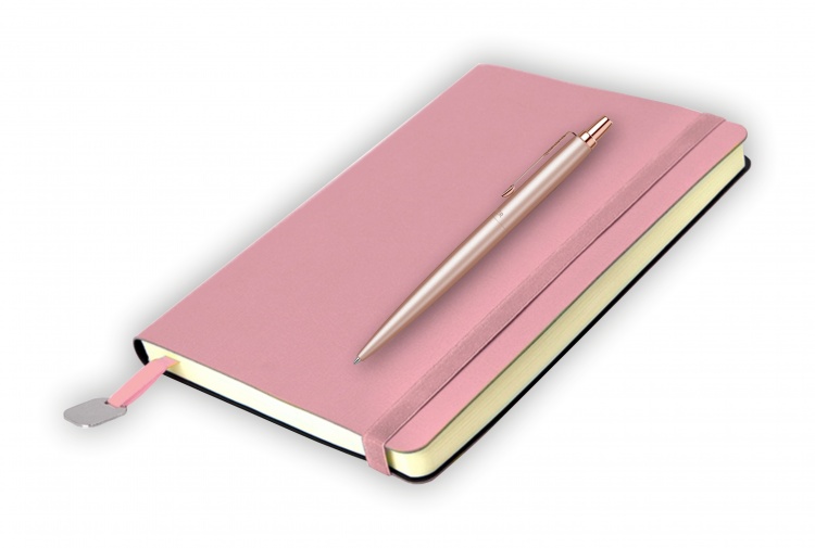 Подарочный набор: Шариковая ручка Jotter XL SE20 Monochrome в подарочной упаковке Pink Gold и Ежедневник недатированный  светло-розовый