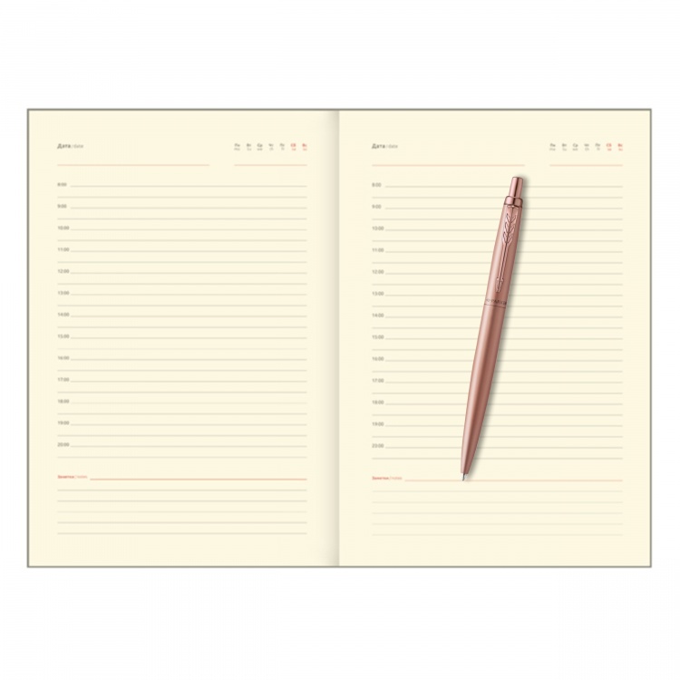 Подарочный набор:Шариковая ручка Parker Jotter XL SE20 Monochrome, цвет: Pink Gold b Ежедневник недатированный розовое золото.