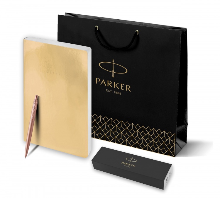 Подарочный набор: Шариковая ручка Parker Jotter XL SE20 Monochrome Pink Gold и Ежедневник недатир. Golden mirror