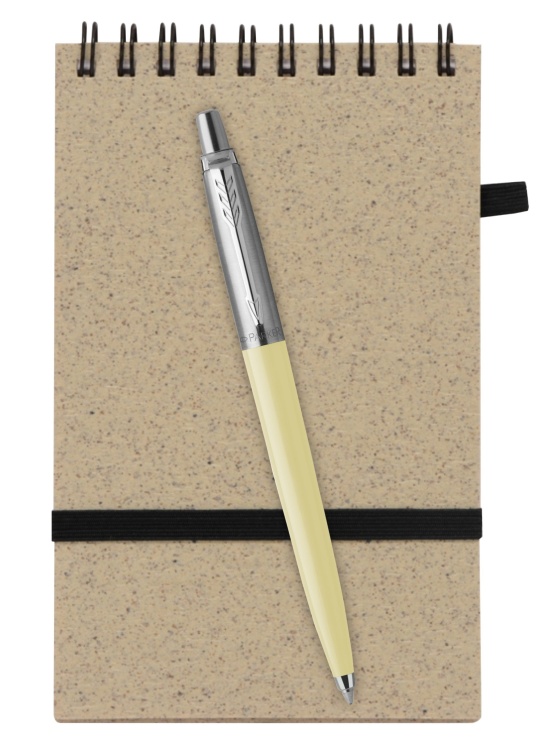 Подарочный набор: Шариковая ручка Parker Jotter, цвет EGGSHELL И Блокнот  с обложкой из пшеницы и пластика