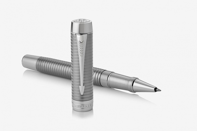 Ручка-роллер Parker Duofold Prestige Centennial, Ruthenium Chiselled CT