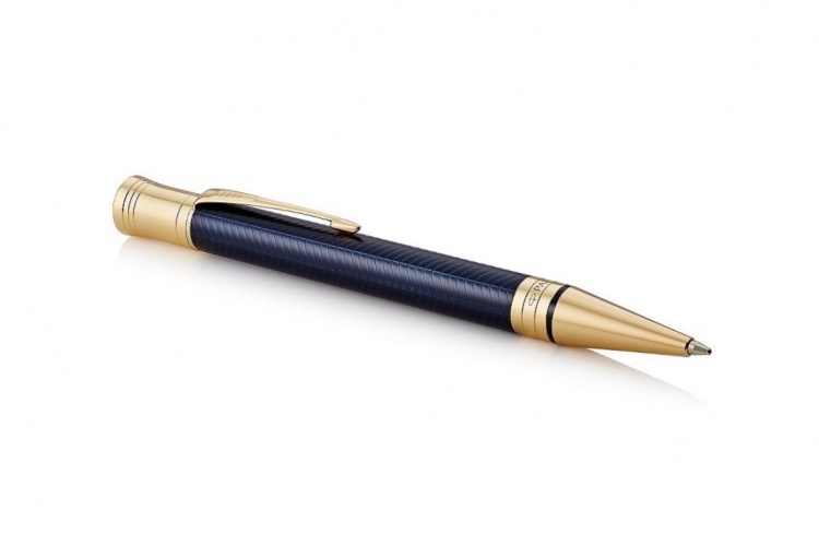 Шариковая ручка Parker  Duofold Prestige Blue Chevron GT, стержень: M, цвет чернил: black, в подарочной упаковке.