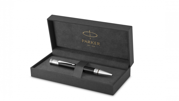 Шариковая ручка Parker Duofold Classic International Black CT, стержень: M, цвет чернил: black, в подарочной упаковке.