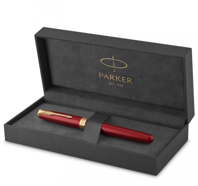 Ручка-роллер Parker Sonnet Red Intense, цвет стержня черный F, в подарочной коробке