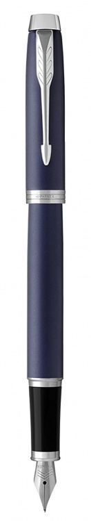 Перьевая ручка Parker IM Metal Matte Blue CT, перо: F, цвет чернил: blue, в подарочной упаковке.