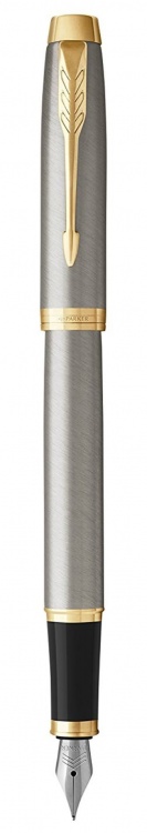 Перьевая ручка Parker IM Metal Brushed Metal GT, перо: F, цвет чернил: blue, в подарочной упаковке.