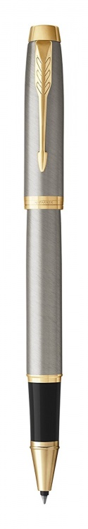 Ручка роллер Parker IM Metal Core Brushed Metal GT, стержень: F, цвет чернил: black, в подарочной упаковке.
