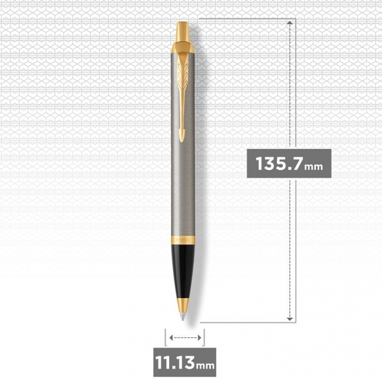 Шариковая ручка Parker IM Metal Core Brushed Metal GT, стержень: M, цвет чернил: blue, в подарочной упаковке.