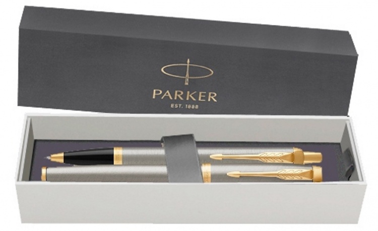 Набор Parker: Перьевая и Шариковая ручка Parker IM Core Brushed Metal GT