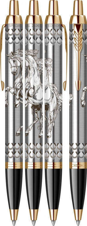 Шариковая ручка Parker IM Horse Special Edition, цвет: St. Steel GT, стержень: Mblue в подарочной коробке