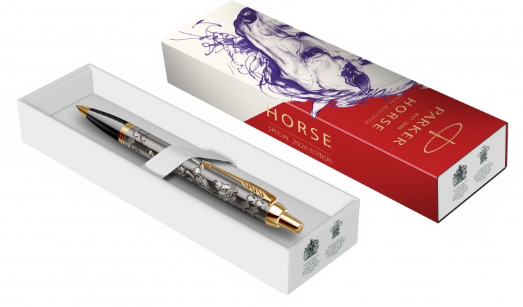 Шариковая ручка Parker IM Horse Special Edition, цвет: St. Steel GT, стержень: Mblue в подарочной коробке