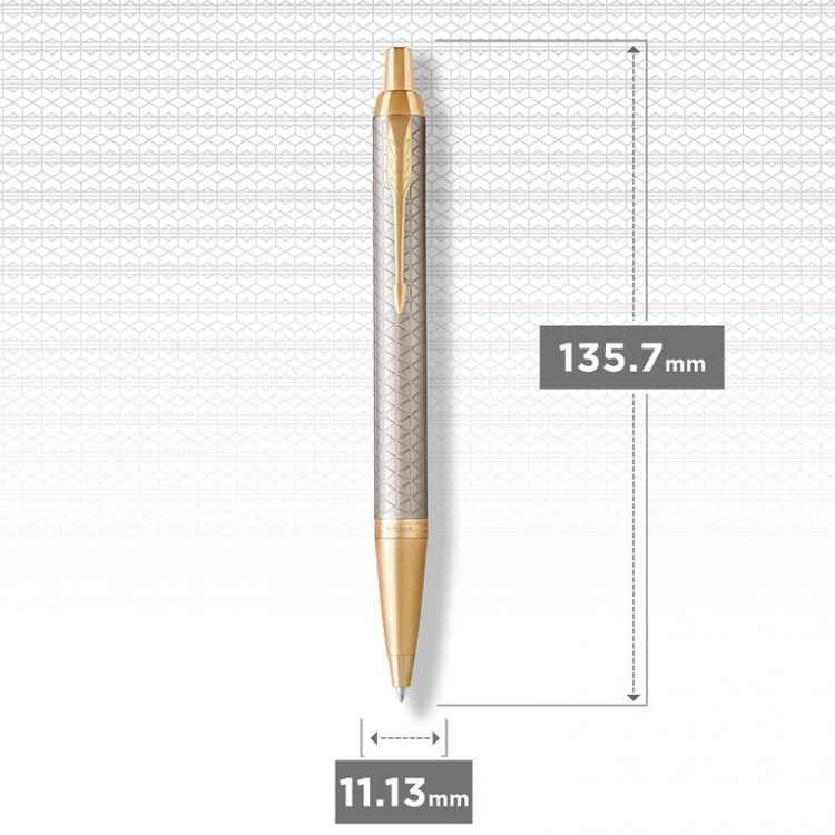 Шариковая ручка Parker IM Premium Warm Silver (grey)  GT, стержень: M, цвет чернил: blue, в подарочной упаковке.