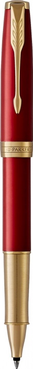 Ручка роллер Parker Sonnet  Lacquer Intense Red GT, стержень: F, цвет чернил: black, в подарочной упаковке