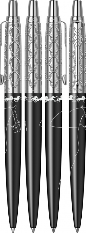 Шариковая ручка Parker Jotter Horse Special Editionl Black CT, стержень: M, цвет чернил : blue в подарочной коробке