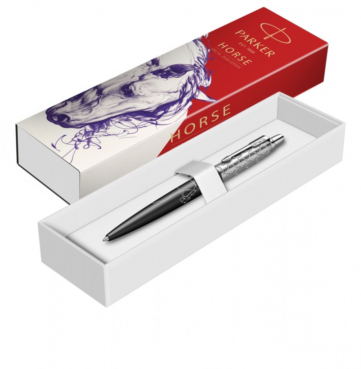 Шариковая ручка Parker Jotter Horse Special Editionl Black CT, стержень: M, цвет чернил : blue в подарочной коробке
