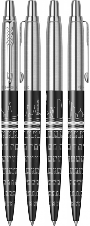 Шариковая ручка Parker Jotter Moscow SE, Satin Black CT, стержень: M, цвет чернил : blue в подарочной упаковке