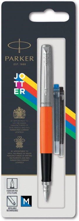 Перьевая ручка Parker Jotter, цвет ORIGINALS ORANGE CT, цвет чернил синий/черный, толщина линии M, В БЛИСТЕРЕ