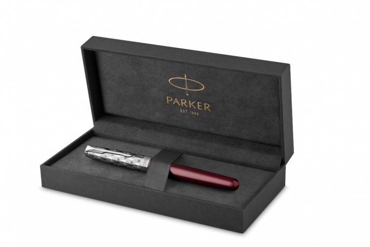 Перьевая ручка Parker Sonnet Premium Refresh RED CT, перо 18K, толщина F, цвет чернил black, в подарочной упаковке