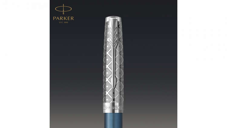 Ручка-роллер Parker Sonnet Premium Refresh BLUE CT, стержень: F, цвет чернил: black, в подарочной упаковке