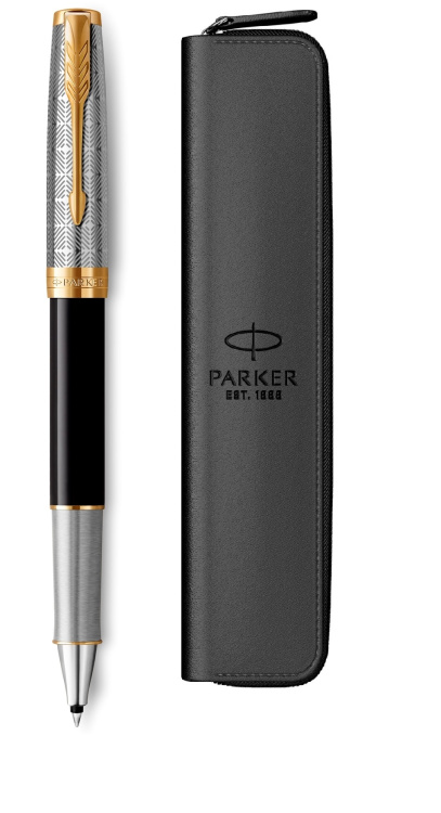 Ручка-роллер Parker Sonnet Premium Refresh BLACK GT, стержень: F, цвет чернил: black, в подарочной упаковке