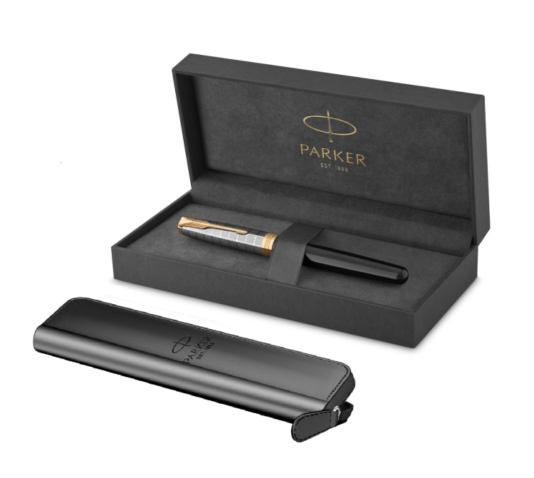 Ручка-роллер Parker Sonnet Premium Refresh BLACK GT, стержень: F, цвет чернил: black, в подарочной упаковке