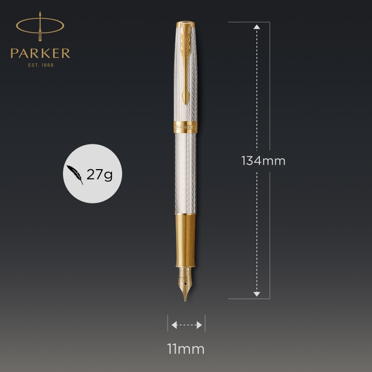 Перьевая ручка Parker Sonnet Silver Mistral GT, перо: M, цвет чернил: black, в подарочной упаковке