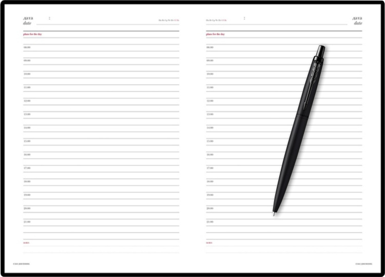 Подарочный набор: Шариковая ручка Parker  Jotter XL SE20 Monochrome в подарочной упаковке, цвет: Black, стержень: Mblue и Ежедневник черный недатирова
