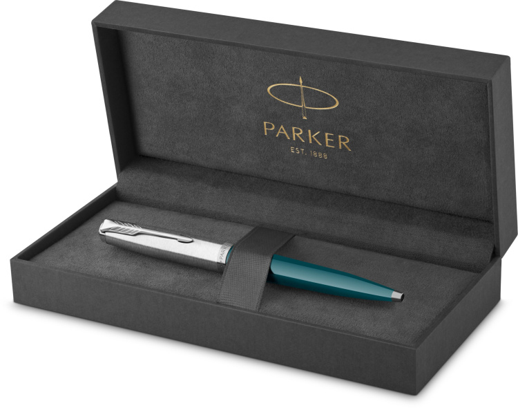 Шариковая ручка Parker 51 CORE TEAL BLUE CT, стержень: M, цвет чернил: black, в подарочной упаковке.