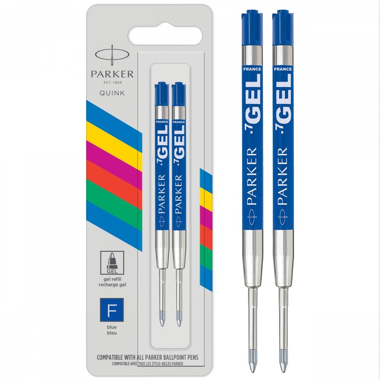 Гелевые стержени Parker Quink Gel, цвет Blue, толщина линии M (0.7), в блистере 2 шт.