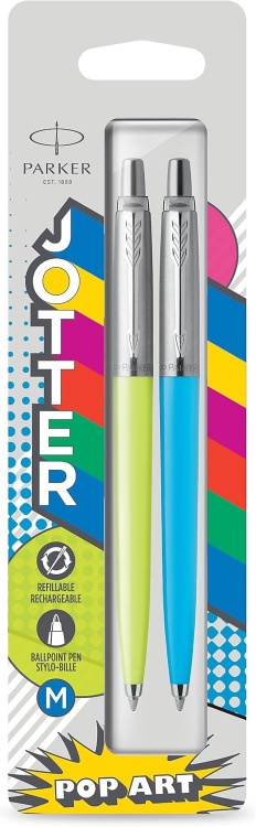 Набор из 2х ручек шариковых Parker "Jotter Originals Duo Pop Art" цвет: Lime/Sky Blue CT, чернила син, в блистере 2шт.