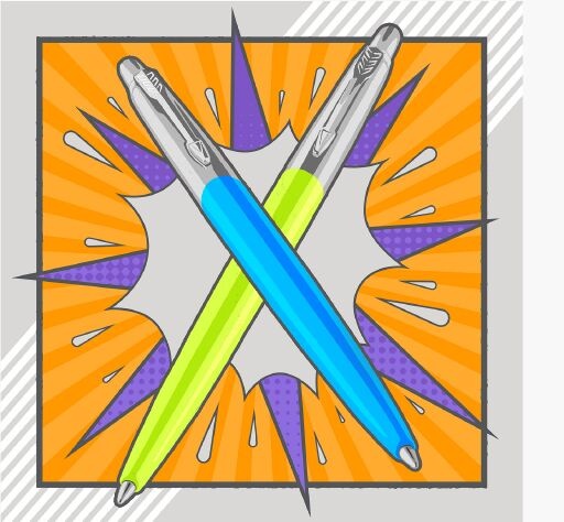 Набор из 2х ручек шариковых Parker "Jotter Originals Duo Pop Art" цвет: Lime/Sky Blue CT, чернила син, в блистере 2шт.