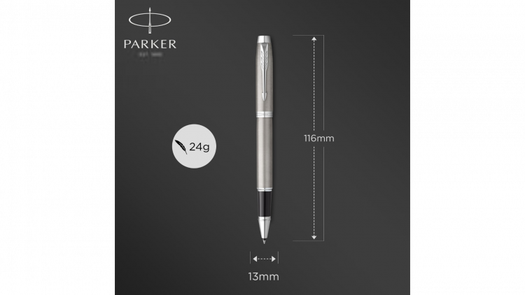 Ручка-роллер Parker IM Stainless Steel CT, стержень: F, цвет чернил: black, в подарочной упаковке.