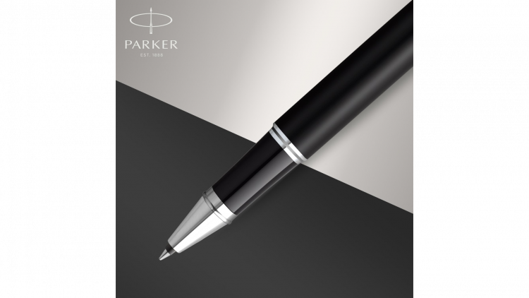 Ручка-роллер Parker IM Mat Black CT,стержень: F, цвет чернил: black, в подарочной упаковке.