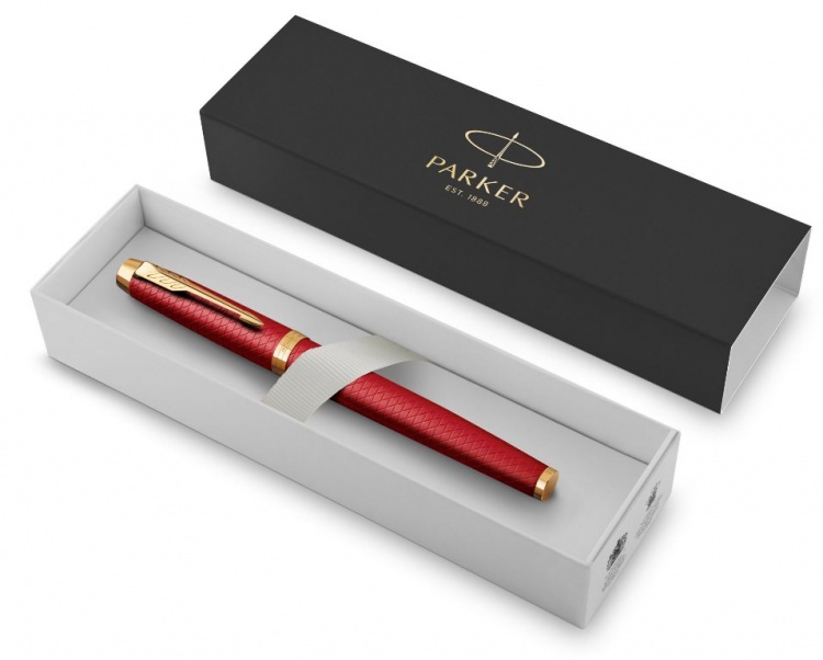 Перьевая ручка Parker IM Premium F318  Red GT, перо: F, цвет чернил: blue, в подарочной упаковке.