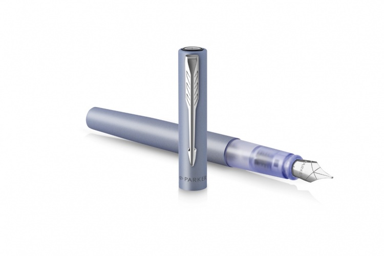 Перьевая ручка Parker Vector XL Silver Blue CT, цвет чернил blue, перо: F, в подарочной упаковке.