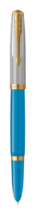 Перьевая ручка Parker 51 Premium Turquoise GT перо; M, чернила: Black,Blue, в подарочной упаковке.