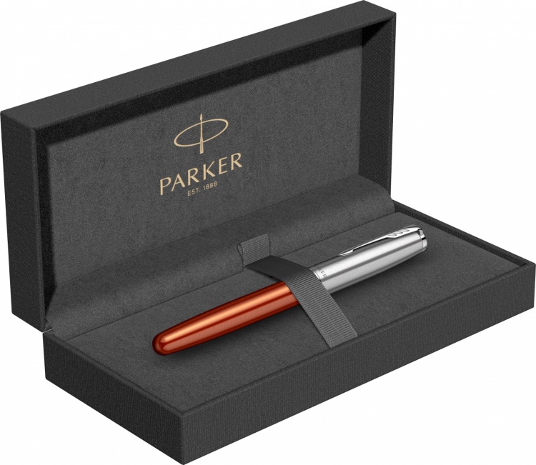 Перьевая ручка Parker Sonnet Essentials Orange SB Steel CT, перо: F, цвет чернил black, в подарочной упаковке.
